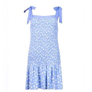 NWT French Connection Peony Doria Ruched Dress in Paradiso Blue Multi
